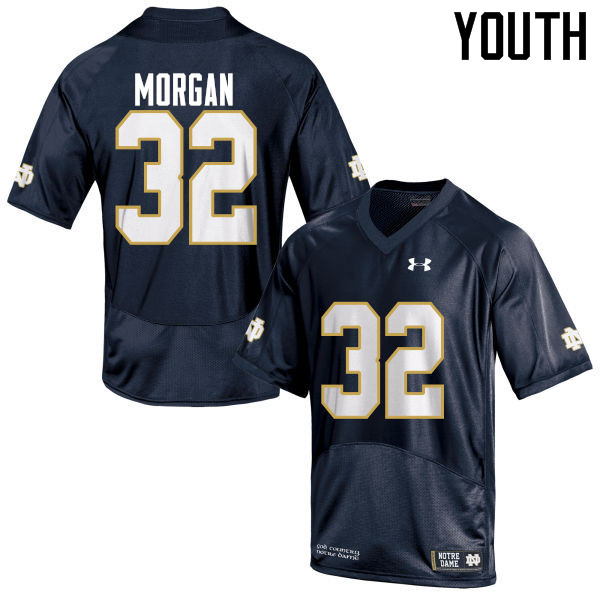 Youth NCAA Notre Dame Fighting Irish #32 D.J. Morgan Stitched College Under Armour Authentic Navy Blue Football Jersey FA10F26MJ